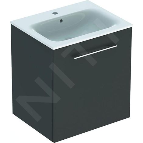 Geberit Selnova Square - Meuble-vasque 635x588x480 mm, avec vasque, 1 porte, gris velouté mat 501.253.00.1 (1/3)