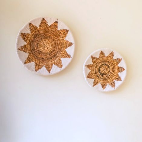 Panier Mural Rond Bohème Décoration Murale Tressée en Fibre de Banane et Coton 30 ou 40 cm - PANGIVO