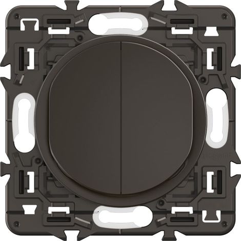 Interrupteur/Va-et-vient double lumineux 10A - Design moderne - A équiper d'une plaque - Noir (1/4)