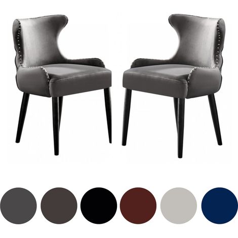 Juego de 2 sillas de comedor de terciopelo Oxford LUX - Silla tapizada para comedor, cocina - Gris oscuro (1/5)