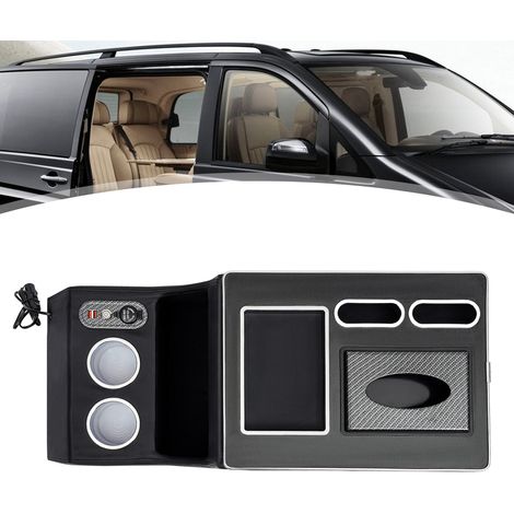 Armlehnenbox mit LED & Zigarettenanzünder für Mercedes-Benz Viano/Vito (W639), Schwarzes Holz/PU (1/5)