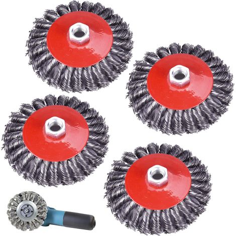 Brosse métallique meuleuse d'angle: 4 pièces M14 125 mm brosses métalliques pour meuleuse d'angle, brosse à coupe (1/5)