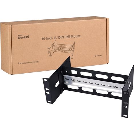 Support de montage sur rail DIN à profondeur réglable 2U de 10 pouces, compatible avec les appareils de réseau industriel de 35 mm et armoire (1/5)