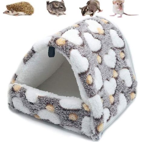 Plüsch-Nagerbett, kleines Hamsterhaus, Hängematten-Spielzeug, Hüttenbett für Meerschweinchen, Kaninchen, Chinchillas, Frettchen, Braun (1/3)