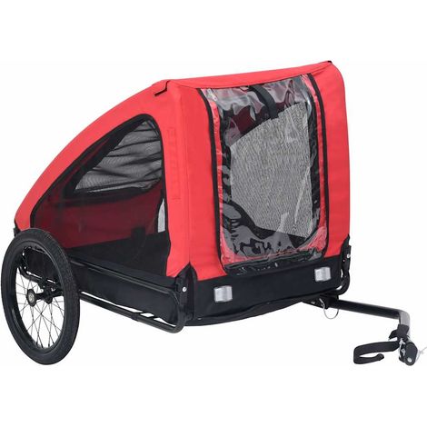 vidaXL Remolque de bicicleta para mascotas rojo y negro (1/5)