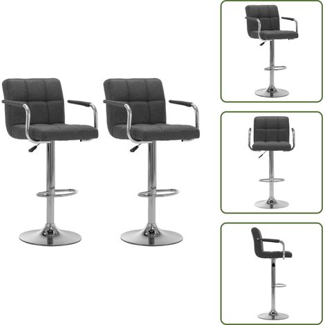 Sillas de cocina con respaldo - vidaXL Taburetes de cocina 2 unidades tela gris oscuro - Sillas de cocina con asiento acolchado