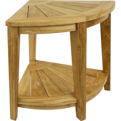 PrimeMatik - Tabouret de salle de bain de coin avec étagère 45 x 50 x 45 cm bois de teck certifié (1/5)