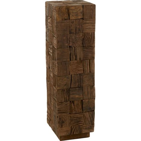 Socle bois naturel large meuble déco authentique pour salon - Bois naturel effet vieilli (1/4)