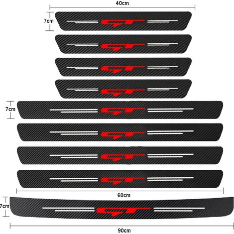 (9 pièces pour GT 2) Seuil de porte de voiture en fibre de carbone,autocollants de protection anti-rayures pour Kia GT Line,Sportage,Ceed,Picanto,K5,K3 et Stonic (1/3)