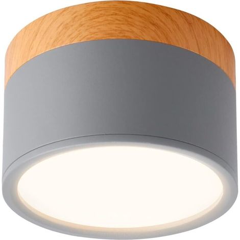 Spot Plafond en Saillie Rond LED Plafonnier Aluminium 7W Ø110mm 230V pour Couloir Chambre Salle à Manger Cuisine Salon -Gris Mat-blanc Chaud 3000k