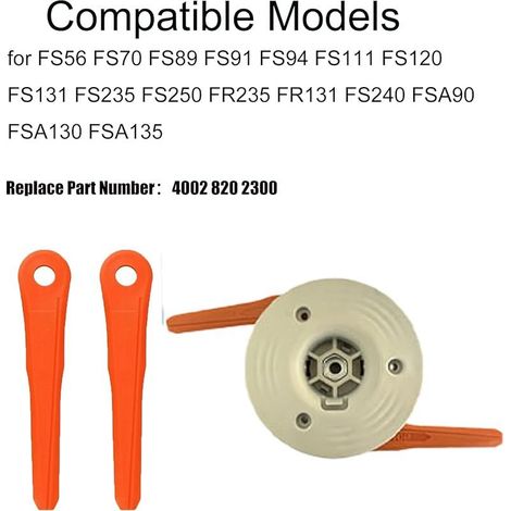 Ersatzschneidkopf 28-2 mit 2 Ersatzmessern für STIHL FS56, FS70, FS89, FS91, FS94, FS111, FS120, FS131, FS235, FS250, FR235, FR131, FS240, FSA90, FSA130, FSA130, FSA130, FSA130, 135. Ersetzt Teilenumm (1/5)