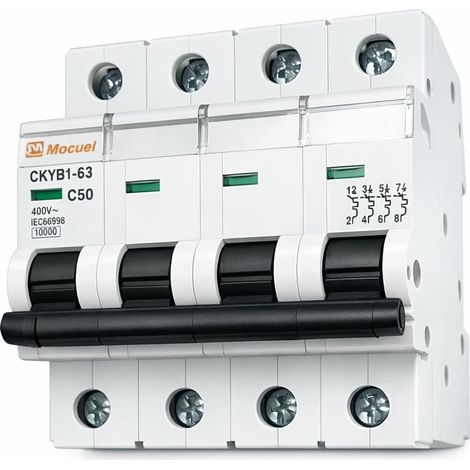 Webmatel Interruptor Magnetotérmico Industrial y Terciario 4 Polos 25A, Montaje carril DIN 4 Módulos (1/4)