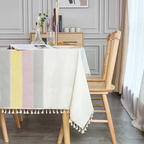 Nappe Rectangulaire Anti Tache Nappe Elegante Table Cloth Linen 140x180 cm Tablecloth Rectangle pour Maison Salle à Manger Table de Cuisine Decoration (1/5)