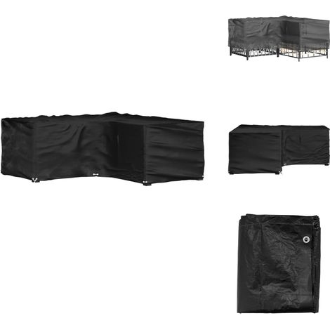 Gartenmöbel-Abdeckung in L-Form 12 Ösen 185x185x70 cm - Gartendecke - Gartenmöbelschutzhülle - Rattanmöbel Abdecken - Wetterfest - UV-beständig (1/5)