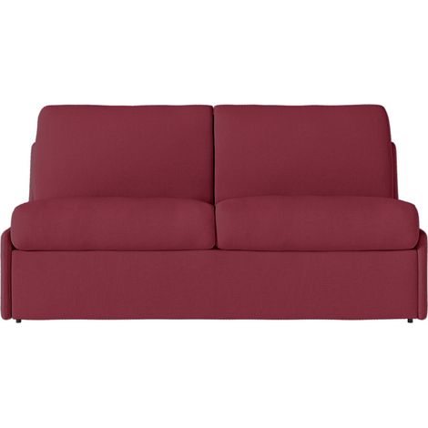 Canapé convertible express 3 pl AGATHE 140x190cm sans accoudoirs en tissu bordeaux - Matelas 13cm (1/5)