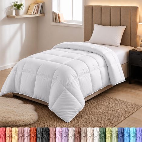 Couette Alternative en Duvet Simple Blanc – Couette Toutes Saisons – Insert en Fibre Siliconée en Peluche – Coutures Carrées (1/5)
