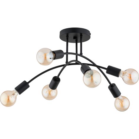 Plafonnier loft noir métal 6xE27 15W Alfa LANTI 55cm (1/3)