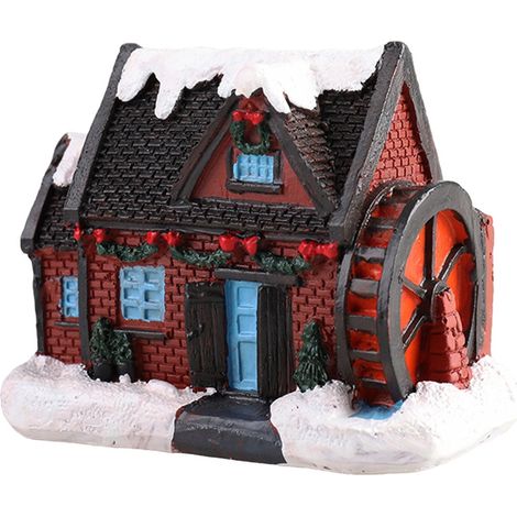 Maison De Noël En Résine - Lumière Led Chaude - Scène Miniature De Village Hivernal - 1 Pièce (1/5)