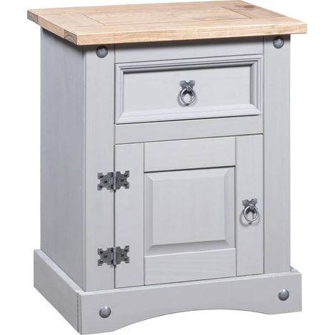 Table de chevet Gamme Corona pin mexicain Gris 53x39x67 cm (1/5)