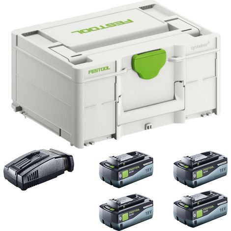 Festool SYS 18V 4x8,0/SCA16 Kit énergie 4x batterie 18 V 8,0 Ah ( 4x 577323 ) + chargeur ( 576953 ) + Systainer (1/5)