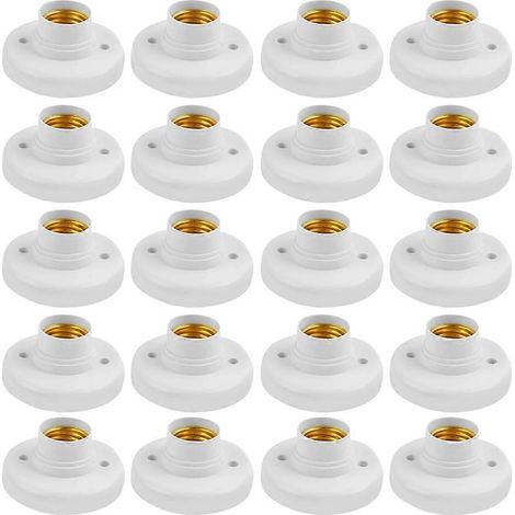 Douille à vis E27 blanche pour plafonnier, culot à spirale pour ampoule LED. (1/5)