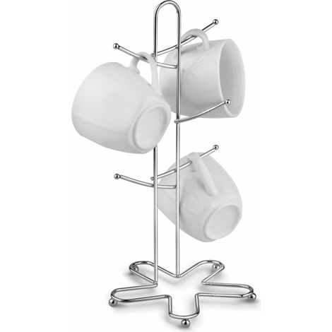 soporte para taza con flores de plata