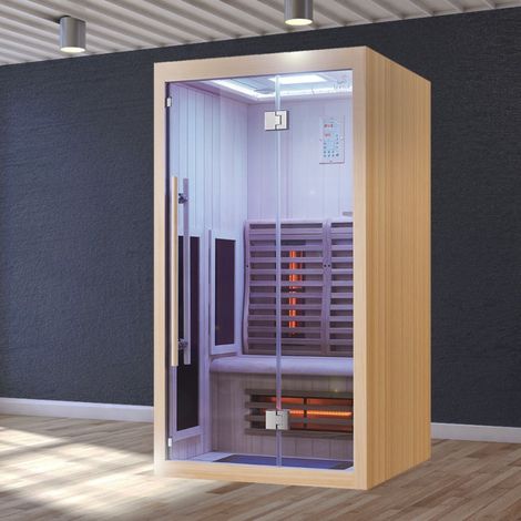 Boreal Sauna – Sauna infrarouge 1 place – Spectre complet IR-A, IR-B, IR-C – Hemlock canadien et cèdre rouge – 100x110x200H cm