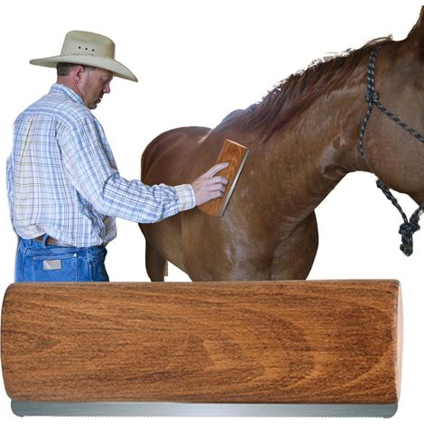 Cepillo de pelo de caballo – Peluquero de acero inoxidable con mango de madera para mascotas Cuchilla desmatadora grande para caballos, perros y cabras, herramienta ergonómica de aseo Po
