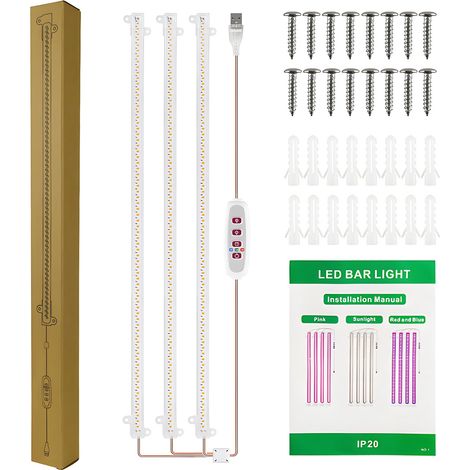 6,2 W 126 LED 4000 K LED-Pflanzenlampe, 8/12/16 Std. Timer, 5 Helligkeitsstufen für Hydrokultur-Gewächshäuser und Sukkulenten, 3 ABS/PC-Leisten (1/5)