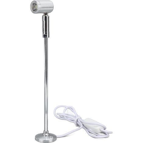 Mini spot LED sur pied aluminium alimentation USB pour meuble vitrine bijoux art peinture lumière naturelle argentée (1/5)