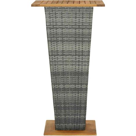 Maison Exclusive - Tavolino da Tè Grigio 60x60x110 cm Polyrattan e Massello Acacia (1/5)