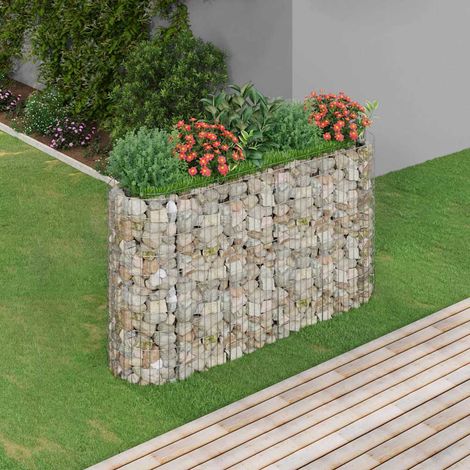 Lit surélevé à gabion-Jardinière en cage à pierre-Jardinière à gabion Fer galvanisé 190x50x100 cm (1/5)