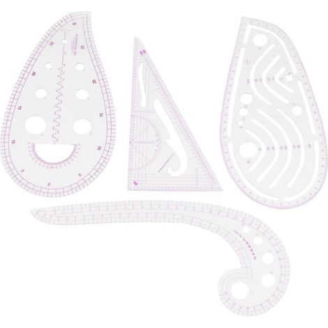 Nählineal-Set (4-teilig) - Metrisches Lineal, Messschablonen, Werkzeuge, 4 Ausführungen (1/5)