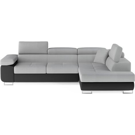 Canapé d'angle convertible MENTON gris clair et gris foncé – Angle droit avec coffre (1/5)