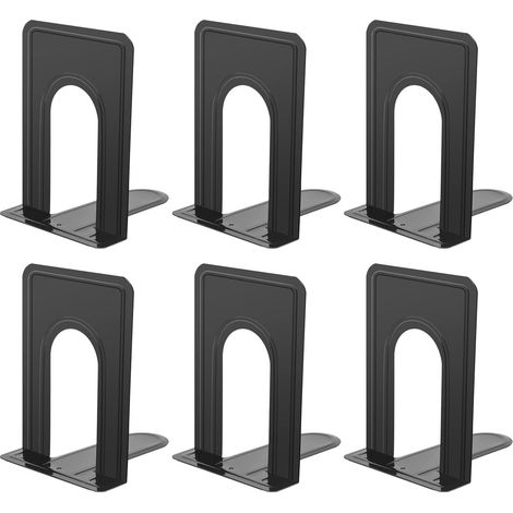 Serre-Livres Métalliques Universels Antidérapants 6 Pièces Pour Étagères De Maison Cuisine Bureau Ou Salle De Classe En Noir
