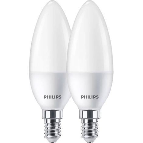 Bombilla vela LED E14, 7W, 806 lm, luz cálida, 2 uds