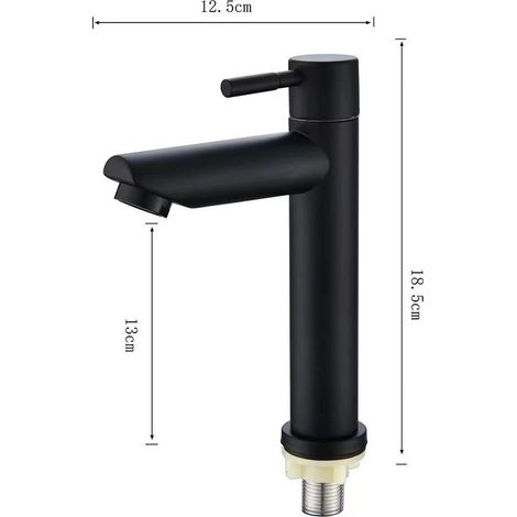 Robinet de lavabo en acier inoxydable, monotrou, eau froide simple, pour une utilisation domestique dans les meubles-lavabos, les lavabos et les vasques à poser. (1/3)