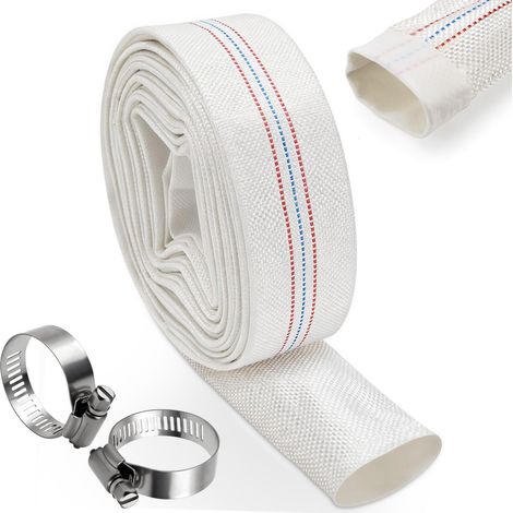 Tuyau plat 32 mm, tuyau en tissu 11/4", tuyau plat, tuyau industriel, pour bassins d'évacuation de plongée, piscine, jardin, construction, étang (32 mm x 10 m) (1/5)