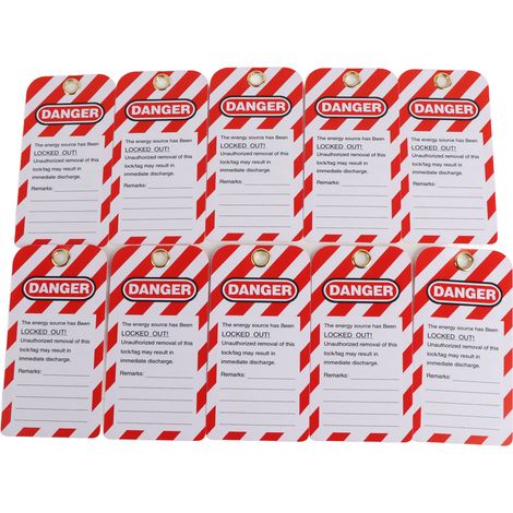 10 PVC-Etiketten „Gefahr – Nicht verwenden“ zur Sperrung/Kennzeichnung von Geräten (1/5)