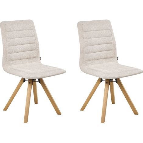 Conjunto de 2 sillas de comedor base giratoria sin reposabrazos patas de madera beige claro Rox (1/5)
