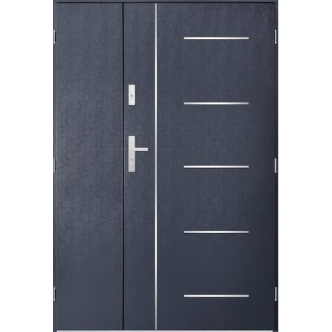 Porte d'entrée double CORTAZ 120x200 cm anthracite - Poignée et serrure : Avec - Poussant: Gauche