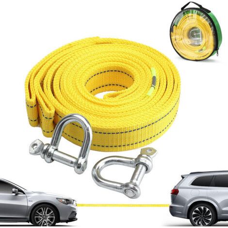 Sangle de remorquage haute résistance avec deux crochets de sécurité en D pour treuil, capacité de 5 tonnes et longueur de 5 m,