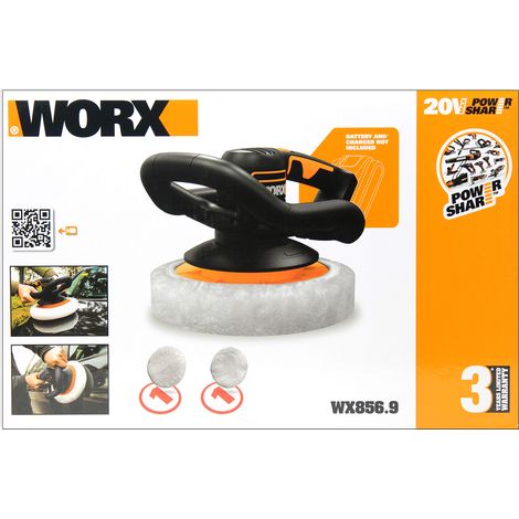 WORX Akku-Poliermaschine 20V WX856.9 – Elektrische Poliermaschine zum Polieren im Innen- und Außenbereich – Ohne Akku & Ladegerät – inkl. Auftrags- & Polierhaube – PowerShare universal kompatibel (1/3)