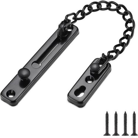 Lntyq Serrure de Chaîne de Porte,Protège-porte de la Chaîne avec Serrure à Ressort anti-vol,Acier Inoxydable noir mat (1/5)