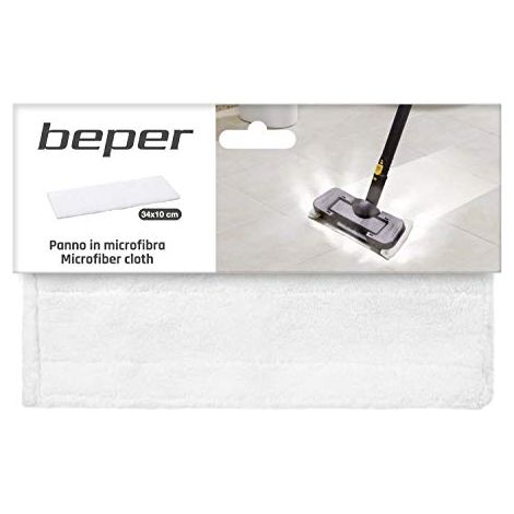 BEPER P202VAL002 Panno in Microfibra, Mop Pad, Lavabile, Riutilizzabile, Misura 3410 cm, Compatibile con il Pulitore e scopa igienizzante 10in1 Beper, Compatibile con altre scope con misure di testa (1/4)