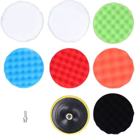 Set di 9 tamponi e spugne lucidanti, diametro 150 mm, per auto e barche. (1/4)