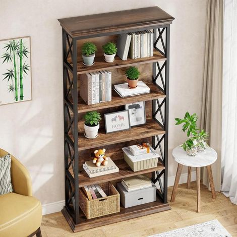 Étagère bibliothèque à 6 niveaux de 180 cm pour bureau à domicile - Solution de rangement multifonctionnelle (1/5)