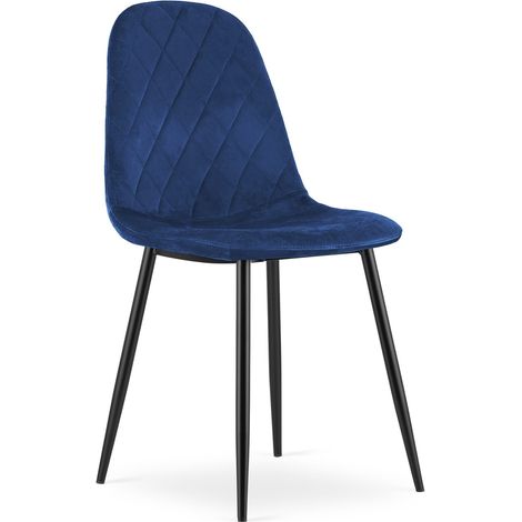Sedia Asti in velluto blu notte con gambe in metallo (1/5)