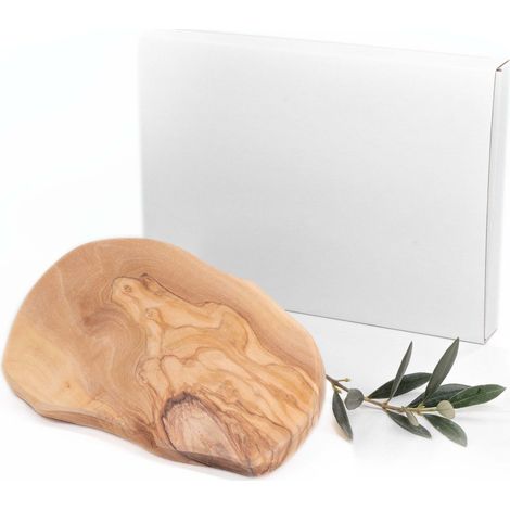 Lupia Tagliere in Legno di Ulivo irregolare Rustico Piccolo 12,5x21 cm, spessore 1,5 cm, Elegante e Versatile per Cucina, Aperitivi, Degustazioni e Bomboniere per Eventi Speciali, scatola Bianca (1/4)