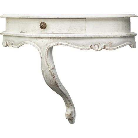 Étagère Murale en Bois, Finition Blanc Antique - L50 x Pr24 x H40 cm - Étagère d'angle Cuisine - Étagère (1/4)